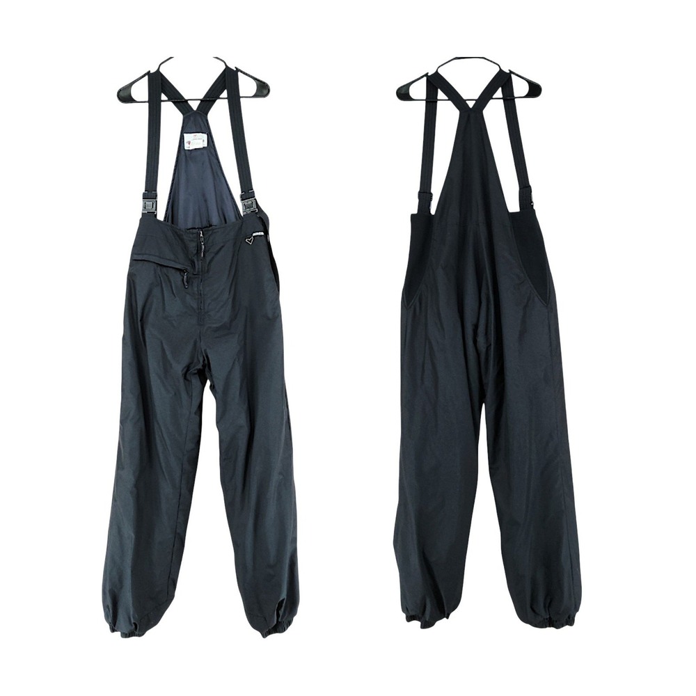 Vtg Obermeyer Bibs 18 Ladies Women Black Nylon Insulated Ski Snow Pants Overalls